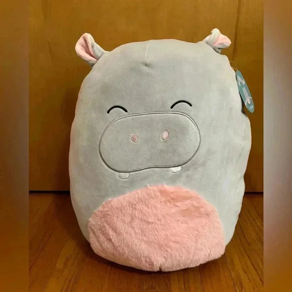 Squishmallow Harrison the Hippo Grey and Pink 16 inches NWT - Picture 4 of 11